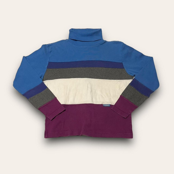 Vintage Tops - Vintage Colorful Striped Turtleneck Size Medium Indie Sleaze 90s Twee